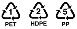 Plastic code symbols for 1 2 and 5
