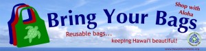 "Bring Your Bags, Shop with Aloha" Banner