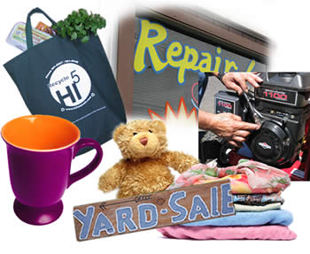 Reusable items (bag, cup, teddy bear, clothing & equipment) & Reuse Options